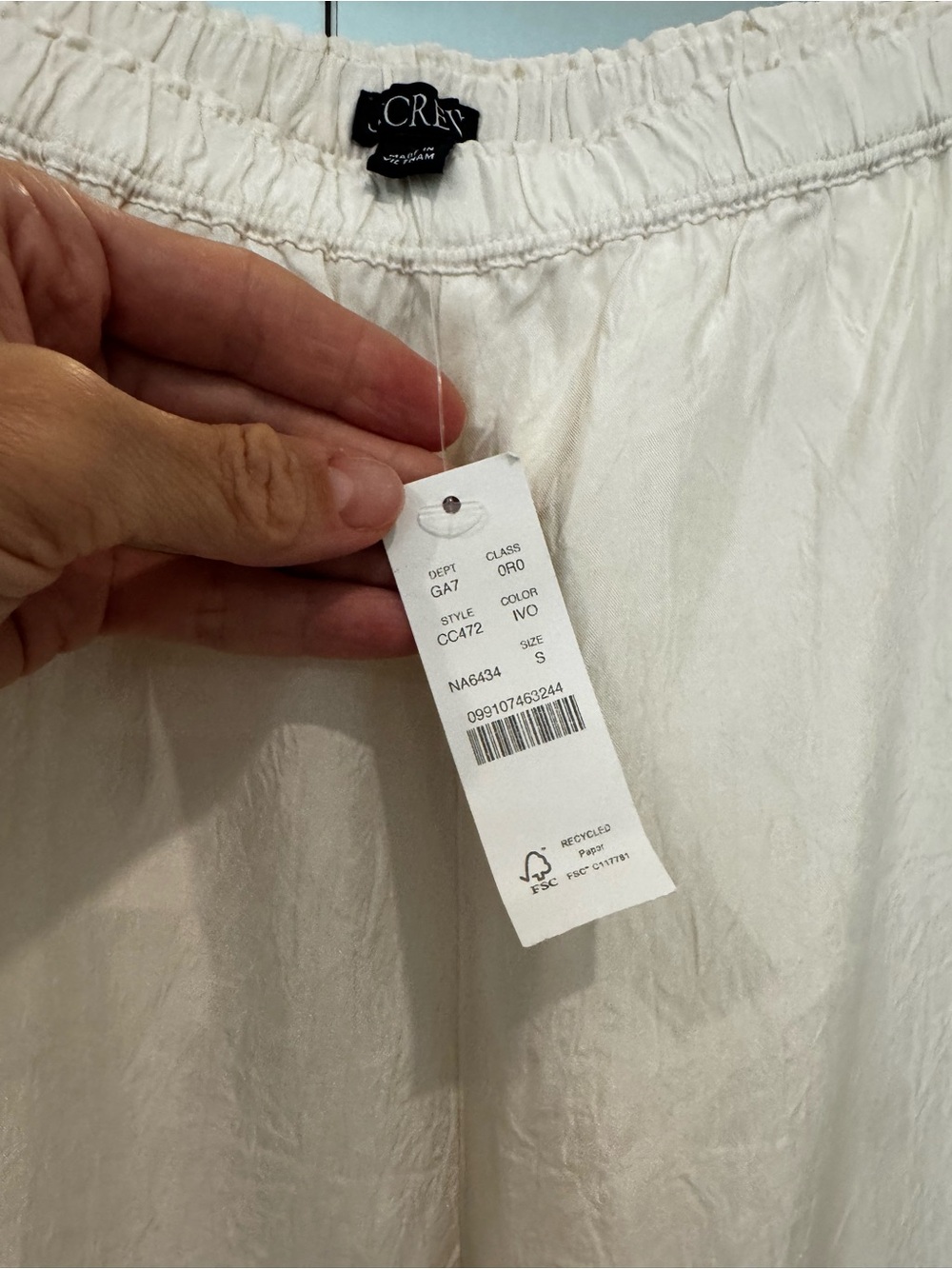 J. Crew Cream Wide-Leg Lounge Pants - Picture 2 of 2